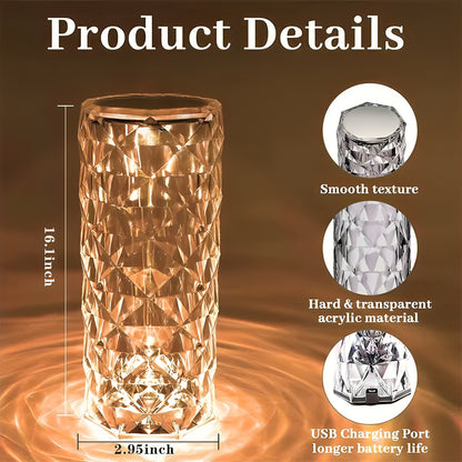 3D Crystal Rose LED Lamp