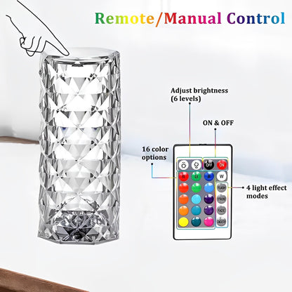 3D Crystal Rose LED Lamp